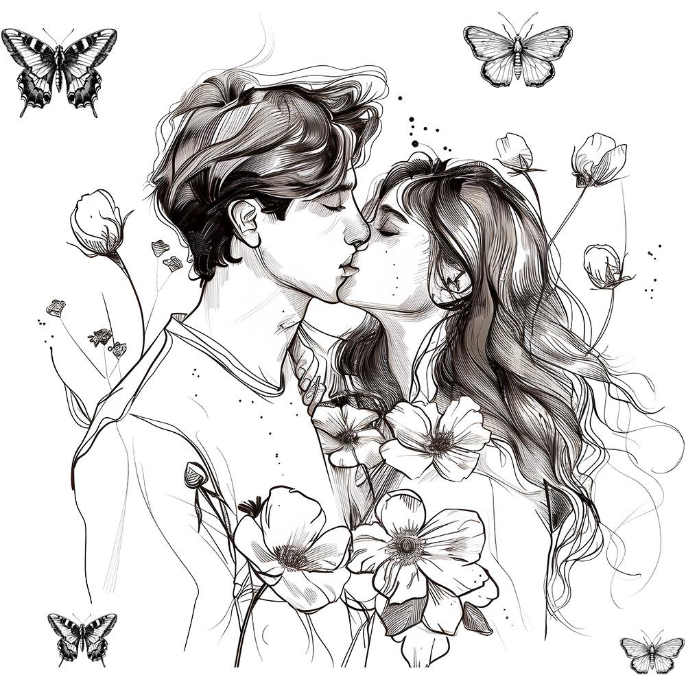 

День Святого Валентина Мила Пара Наклейка на Стіну Самоклеюча Знімна для Спальні Вітальні Весілля Домашня Настінна Декорація 29x29CM різнокольоровий