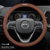 Universal Genuine Leather Steering Wheel Cover for Jeep Cherokee, Wrangler, Compass, Renegade - All-Season Use