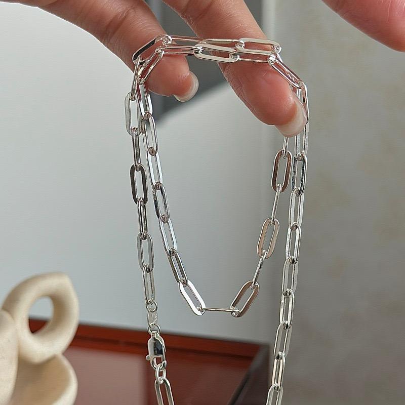 S925 Sterling Silver Necklaces For Women Simple Minimalist Pendant Necklaces Hollow Simple Chain Necklace Birthday Gift