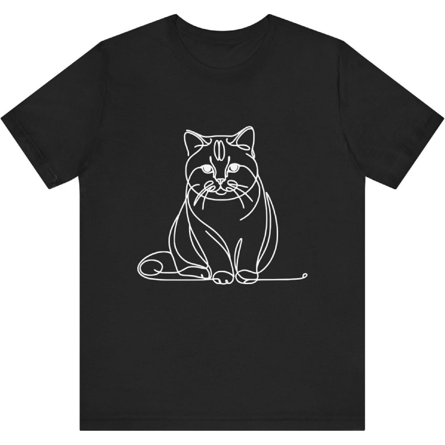 Line Art Simple Drawing Artwork American Shorthair Cat Cat 134 Unisex T-Shirt S