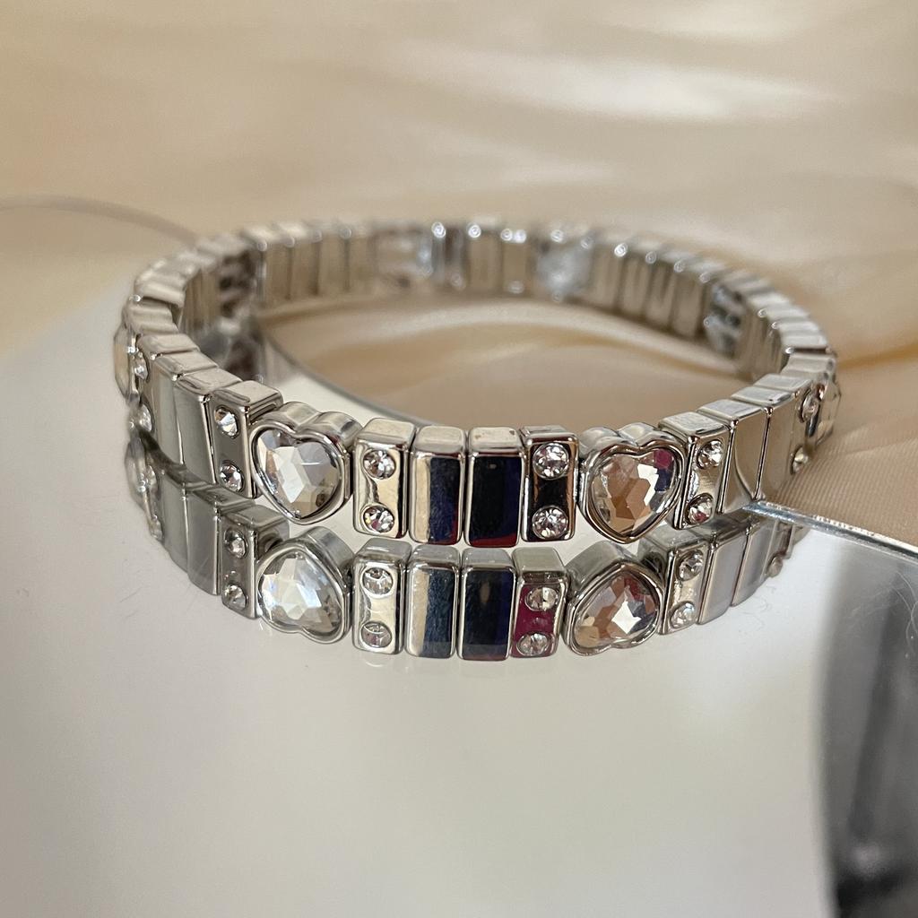 Vintage Street Heart Jewel Bracelet Gold Silver Strap Diamond Dy Strap Chain