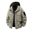 Solid Color Jacket Men's Spring and Autumn Loose Trendy Workwear Outdoor Waterproof Casual Hooded Jacket Jacket