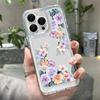 For iPhone 16 Pro 15 Plus 14 Pro Max 13 12 11 XR XS 8 7 Case Floral Print Clear Shockproof Soft Silicone Lens Protection Transparent Phone Cover