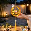 LED Candle Lantern Toy DIY Kit for Mid-Autumn Festival, Hollow Wooden Rotating Ring Making Set with Rabbit, Handmade Tassels