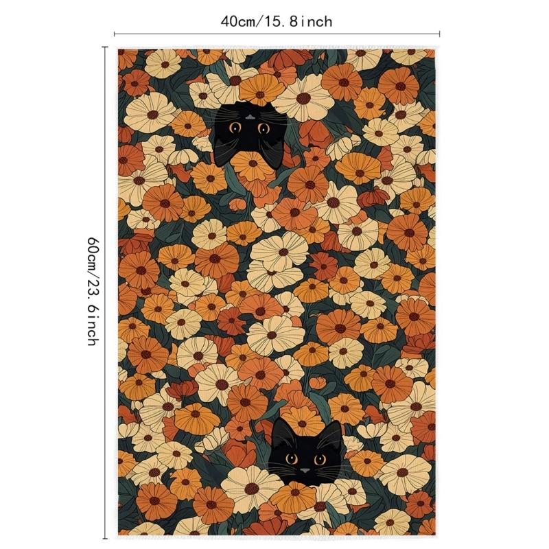 Lovely Cats Pattern Kitchen Towel Soft Microfiber Fabric Cleaning Rag Home Decoration Accessory