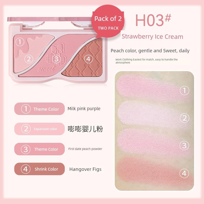 [2 Pieces] Hold Live Small Mood Three-Color Blush Repair Makeup Palette Matte Expansion Shrink Apricot Chin Purple