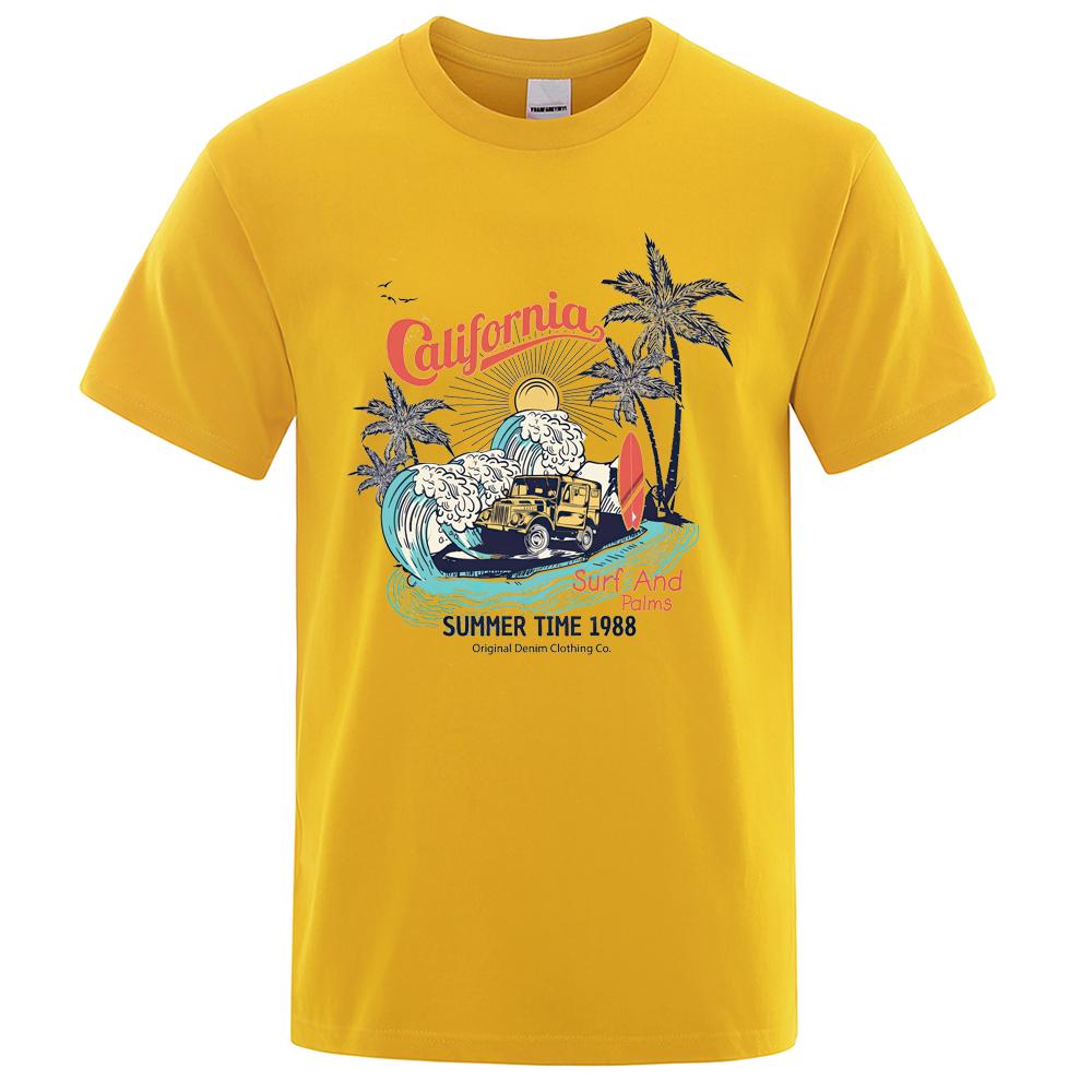 California Summer Time 1988 Prints Tshirt Men Women Casual Sweat Loose Tee Clothes Cotton Comfortable Soft  T-Shirt