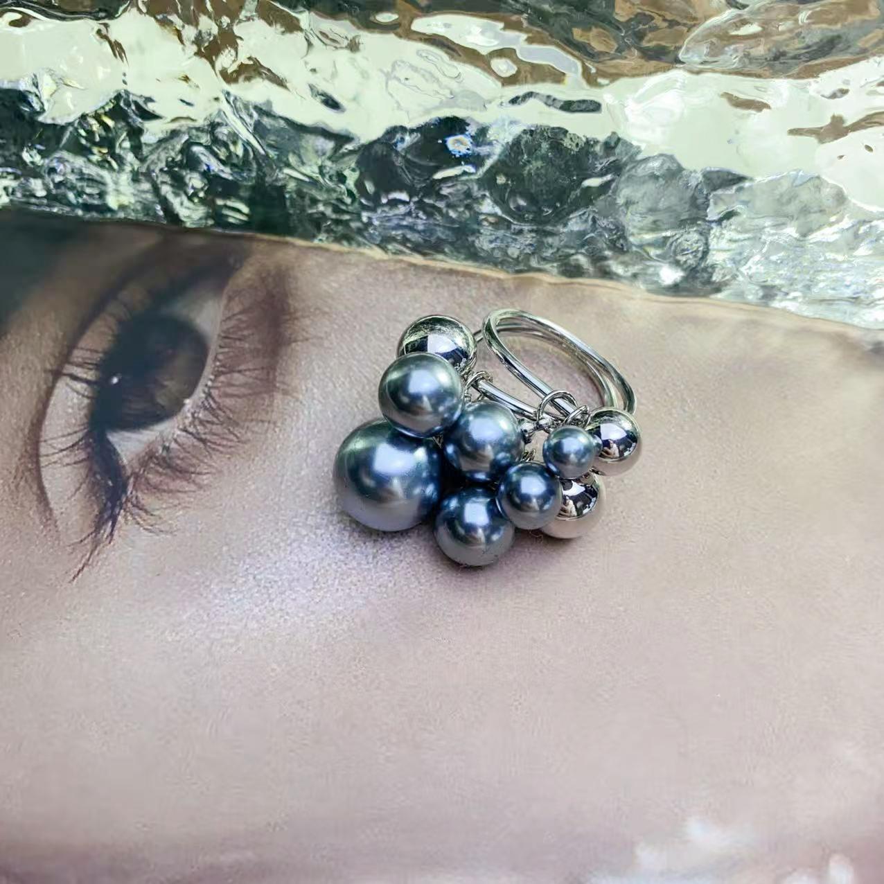 

Elegant Pearl Tassel Double Layer Ring - Fashionable Temperament Jewelry Size 8 сірий колір