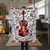 Guitar Geometry Print Flannel Blanket, High Quality Comfortable for All Seasons, Home Decor, Warmth and Comfort, Perfect for Christmas Gifts57