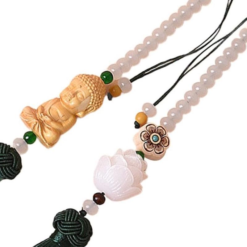 Buddhas Pendant Car Hanging Ornament with Lanyard Good Luck Rear View Mirrors Hanging Ornament