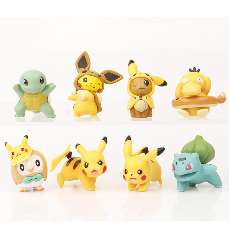 Adorable Pikachu Figurine Collection Pvc 8 Variants With Detachable Swim Ring Psyduck