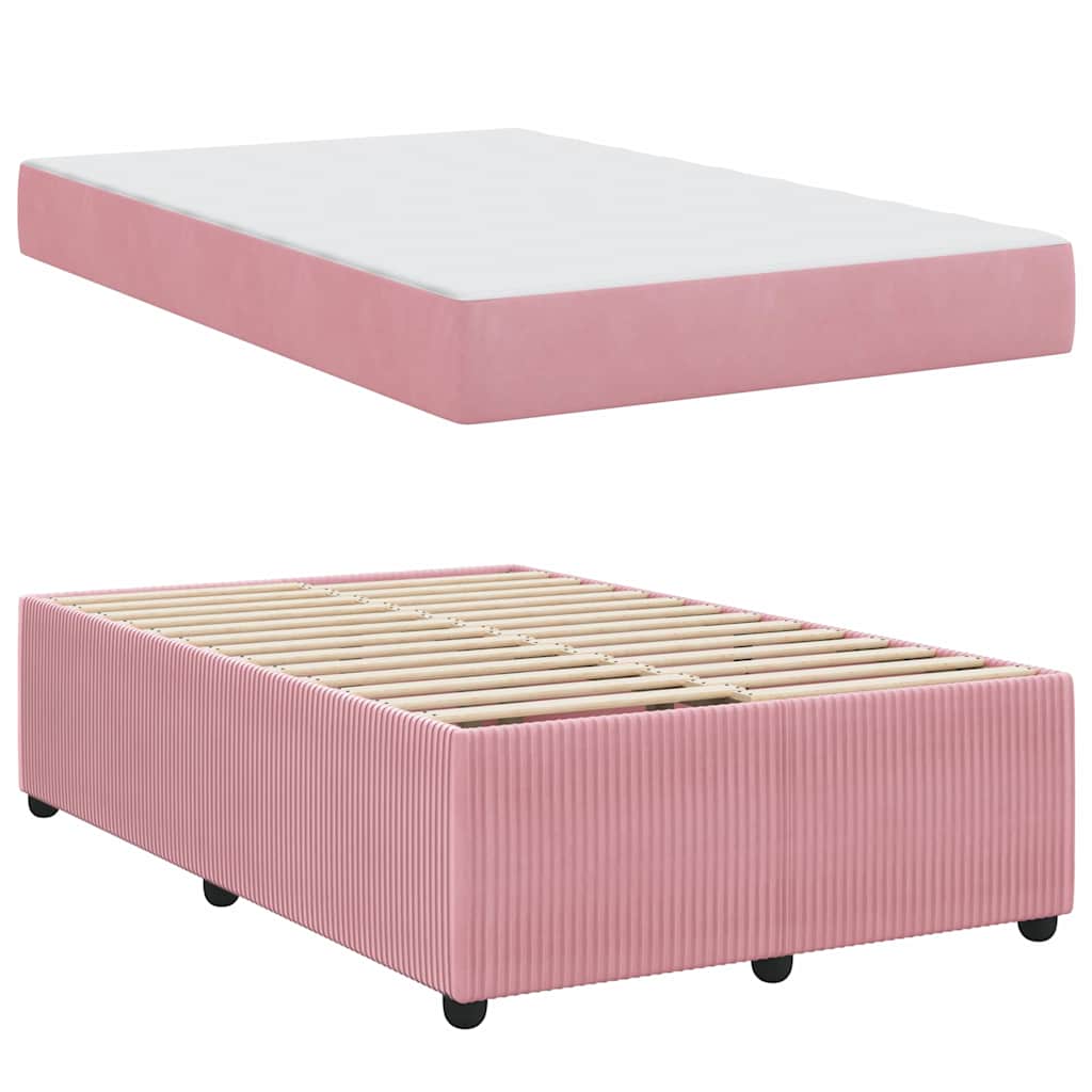 Bed Frame with Mattress Pink 120 x 190 cm Fabric