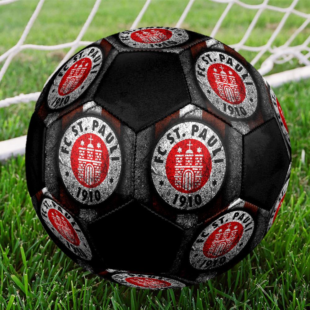 St. Pallone da Calcio a 5 Pauli FC Colorato Cucito a Macchina PVC Misura 5 Pronto per Allenamento di Squadra e Competizione Durevole Rimbalzo Elevato Fantastico Regalo Sportivo
