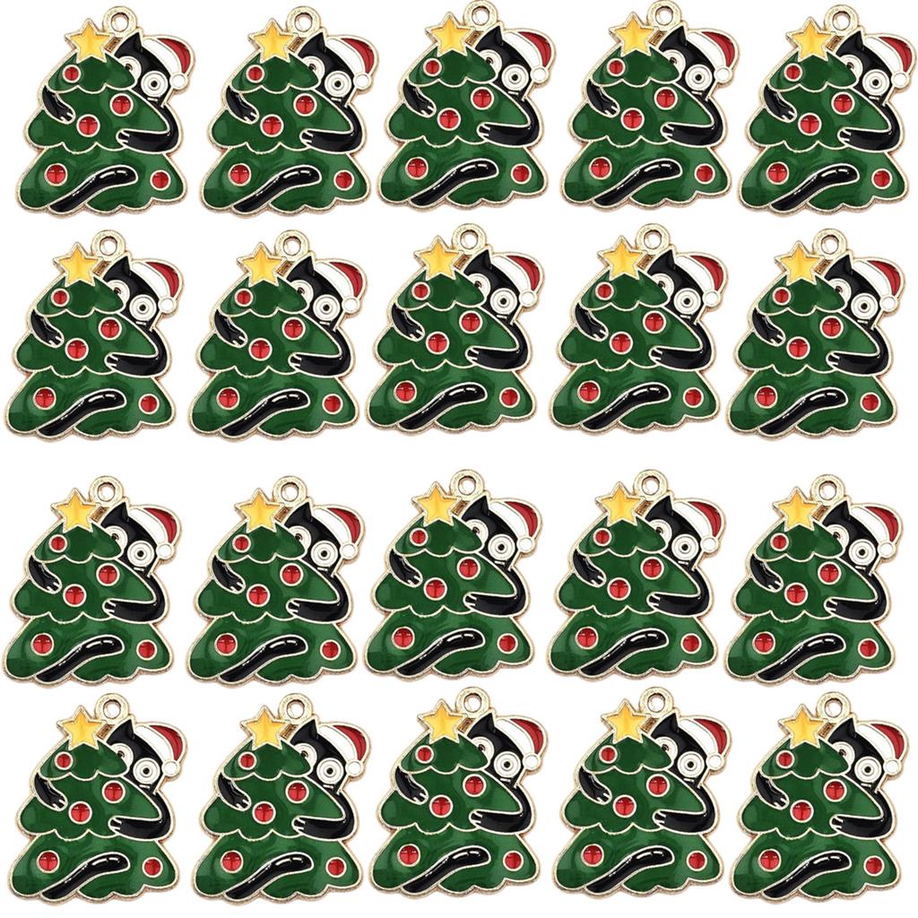 20Pcs Christmas Cats Charm for Handmade Jewelry Stylish Necklace and Bracelet Pendants Gold Plated Alloy Accessories
