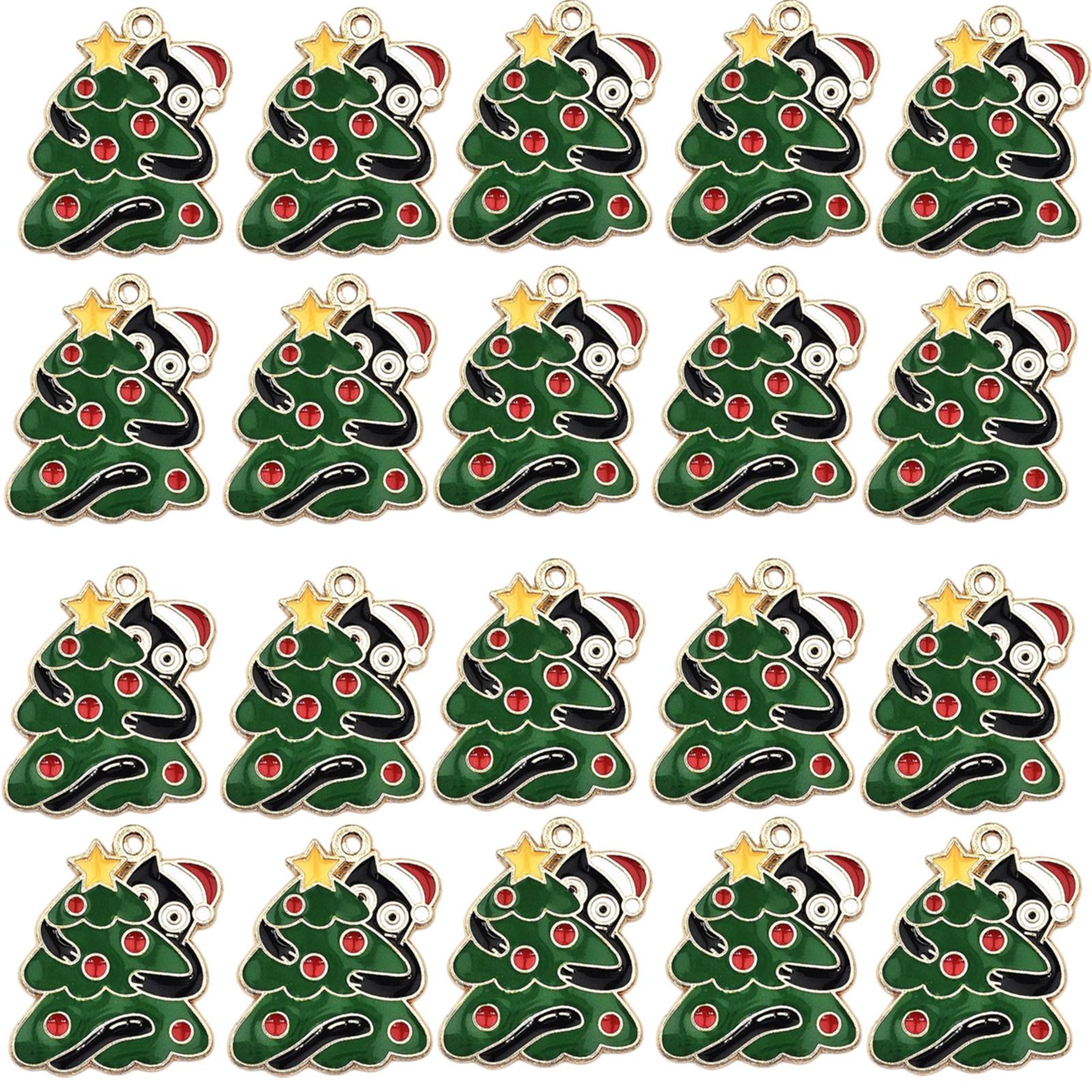 

20Pcs Christmas Cats Charm for Handmade Jewelry Stylish Necklace and Bracelet Pendants Gold Plated Alloy Accessories C