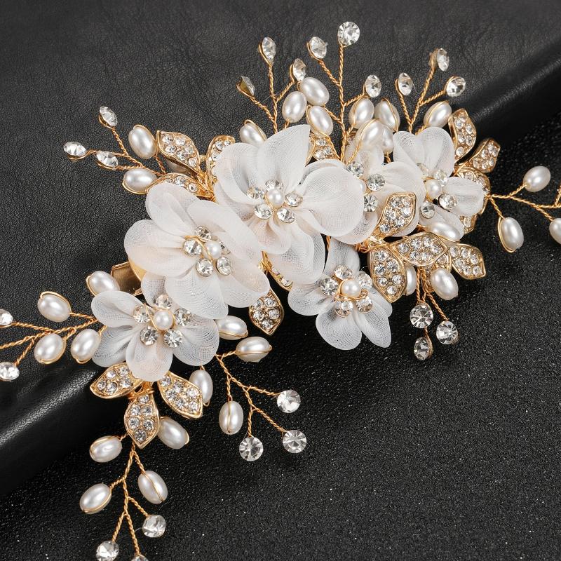 1 Bridal Flower Rhinestone Pearl Hair Comb; Bridal Hair Accessories