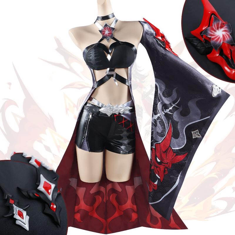 Acheron Cosplay Game Honkai Star Rail Acheron Red Costume Dress Wig Shoes Full Set Women Role Play Carnival Party Clothes