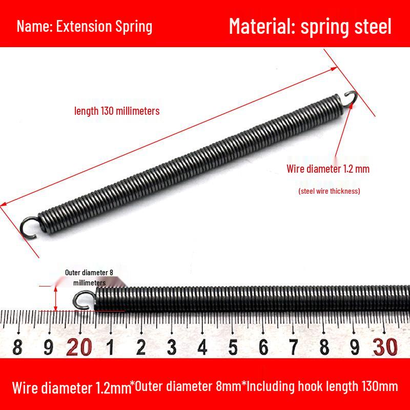 1.2mm Wire Extension Spring with Hook - Soft Tensile Force Spring Accessory