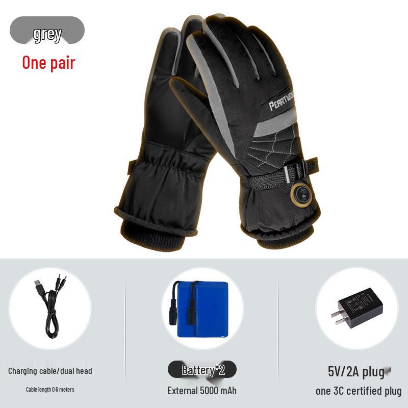 

Electric Heated Winter Gloves for Motorcycling: Self-Heating Hand Warmers for Men and Women One Size серый