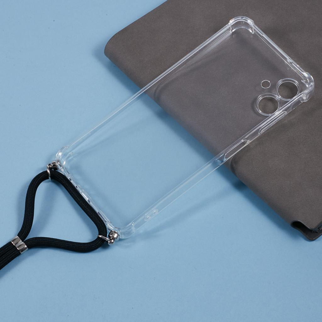 For Samsung Galaxy A06 4G Case Reinforced Corner TPU Clear Phone Cover with Lanyard