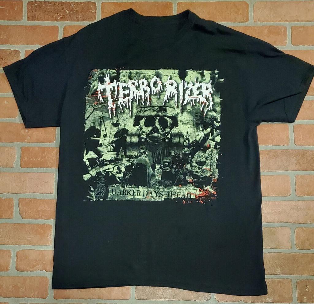 Vtg Terrorizer Band DARKER DAYS AHEAD Cotton Black Full Size Unisex Shirt MC303