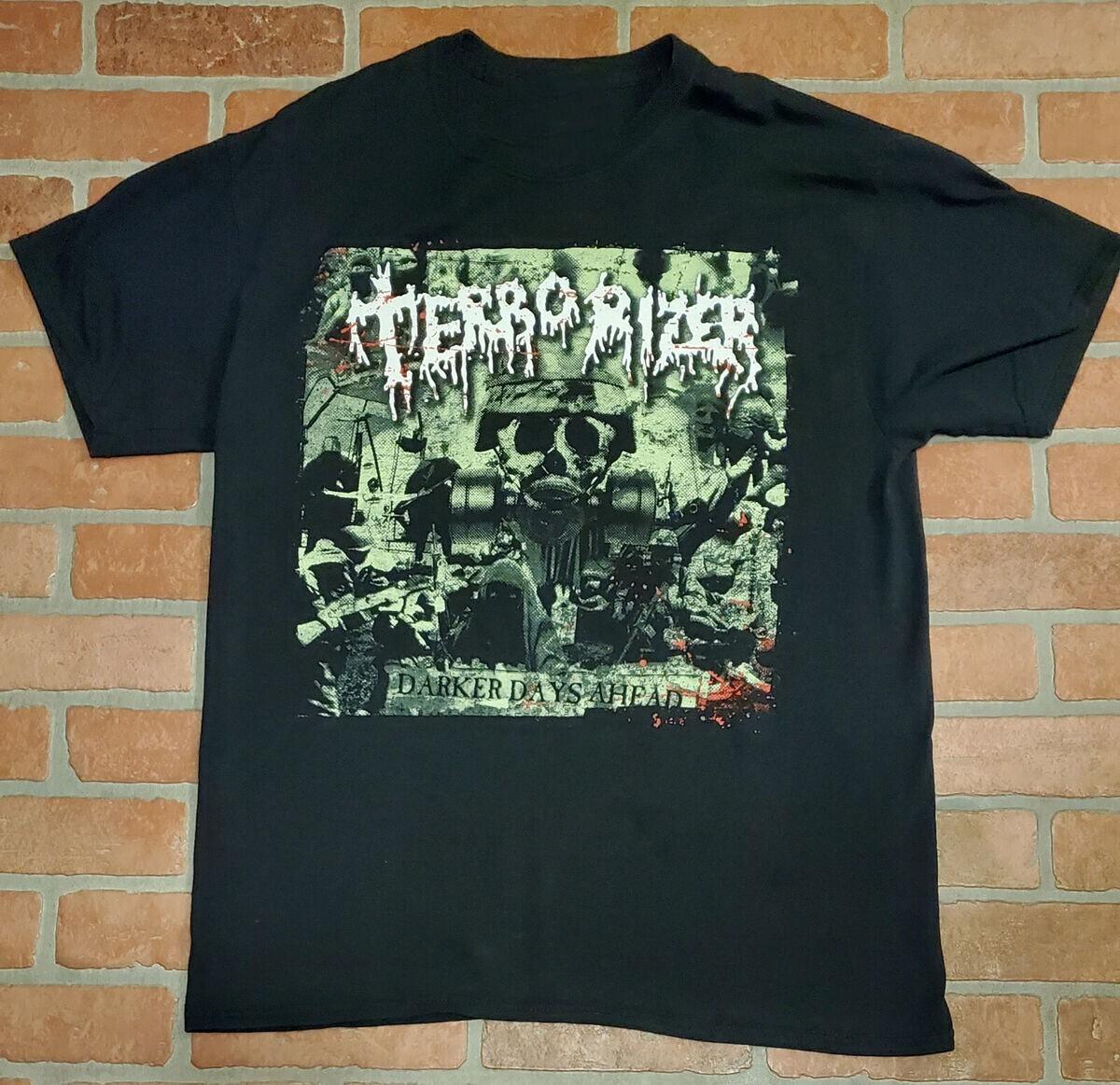 Vtg Terrorizer Band DARKER DAYS AHEAD Cotton Black Full Size Unisex Shirt MC303 Unisex T-Shirt XXXL