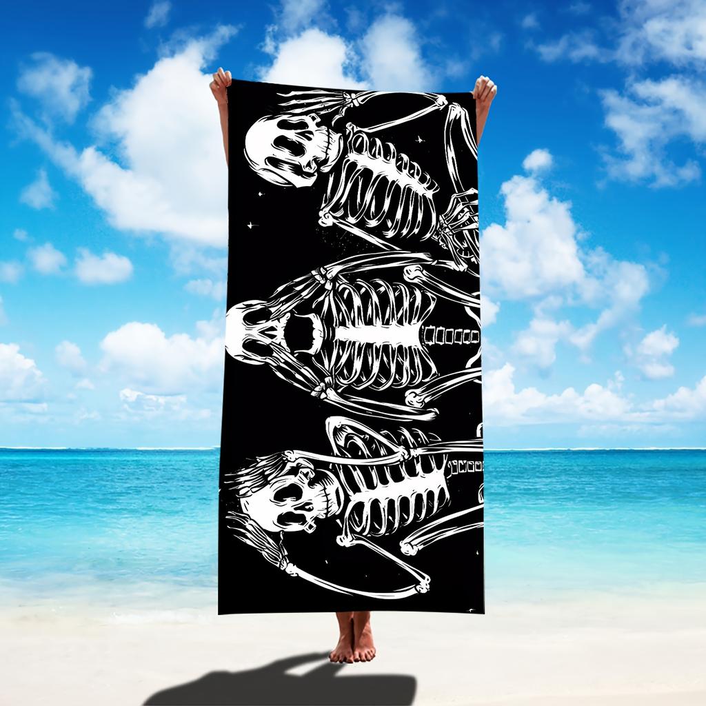 Totenkopf Strandtuch, Super Saugfähiges Mikrofaser Leichte Schnell Trocknende Sonnencreme Decke für Camping Outdoor Sommerreisen