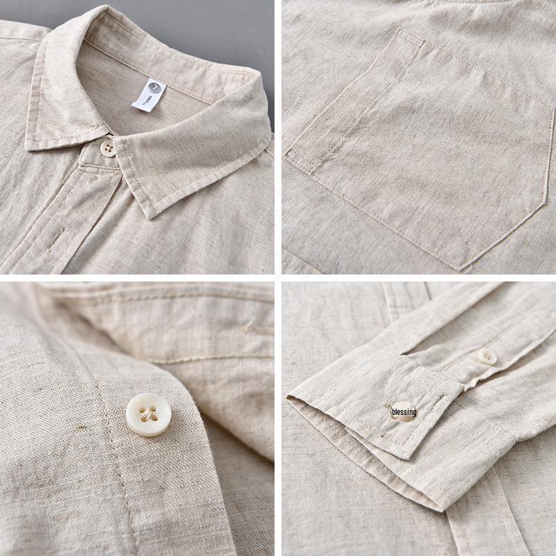 Men's Linen Business Casual Long Sleeve Shirt - Spring/Summer Versatile Cotton Linen Top