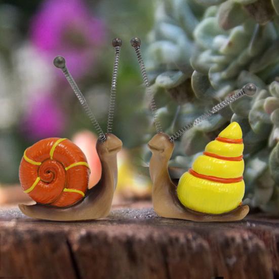 4Pcs Colorful Snail Figurine Spring Tentacles Snail Statue Resin Animal Sculpture Outdoor Garden Lawn Yard Flower Pot Decoration Ornament