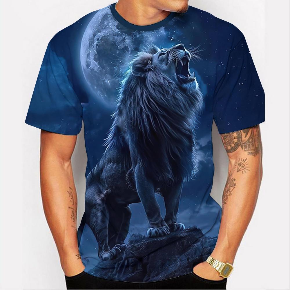 Lion Graphic 3D Printed  Men's T-Shirt Animal T-Shirt Man Summer Casual Short Sleeve Tops Fashion Crew Neck  Harajuku Tshirt