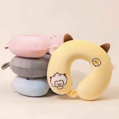 Pleasant Goat and Big Wolf Rebound Memory Cotton Lazy Goat U-Shaped Pillow, Office Travel Neck Pillow U-Shaped Pillow
