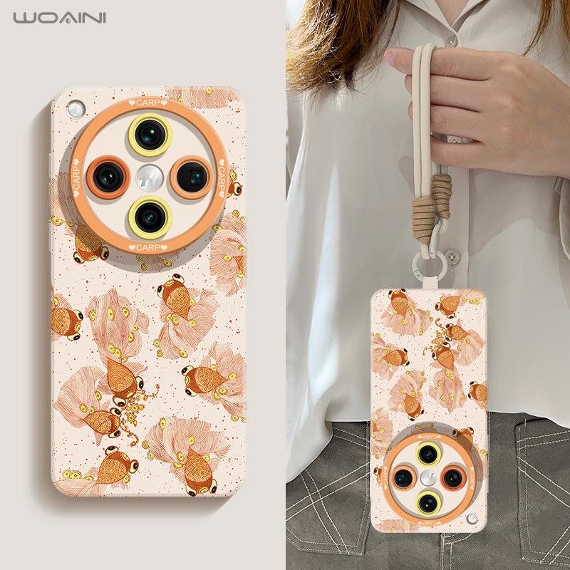 China Red Applicable Oppofindx8pro Mobile Phone Case Guochao Good Luck Koi Findx8 Fashion Hand Carry Short Rope F