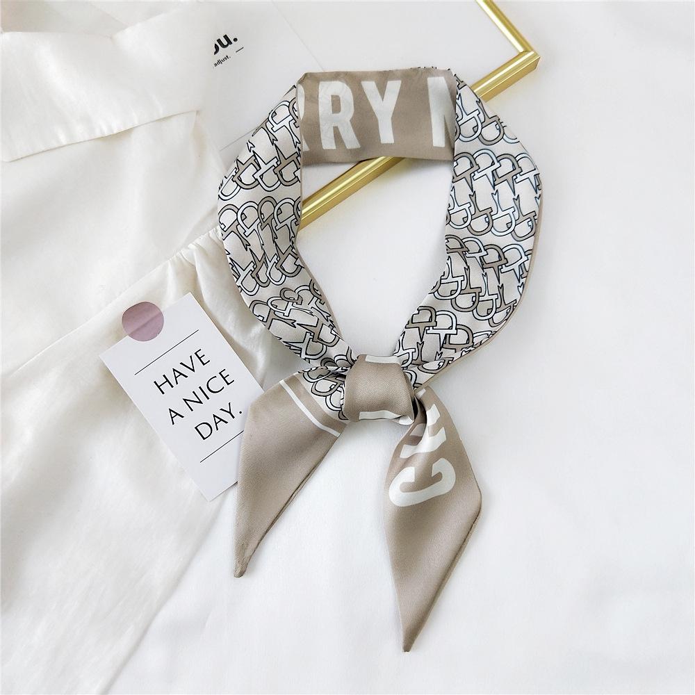 Decorative Simple Texture Silk Scarf Women'S New Style Spring And Autumn Summer Fashion Versatile Headscarf Work Scarf