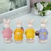 4Pcs Easter Bunny Figurine Holding Flower Egg Knitted Sweater Rabbit Statue Spring Easter Holiday Party Decoration Ornament
