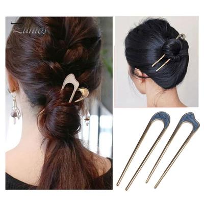 2 Stücke Haargabel French Twist Frisuren U-förmige Haarspange Langlebiger Muschel Haarstab Vielseitiges Haar-Accessoire