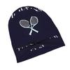 2D Flat Printing The Hamptons Tennis Club Blue Tennis Rackets Classic Knit Hat for Adults Available In Versatile Tones Ideal for Subtle Styling During