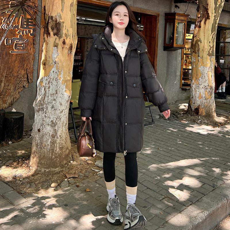 Autumn and Winter New Down Cotton Jacket Women's Mid-length 2025 New Winter Loose Slimming Fashion Hooded Thickened Korean
