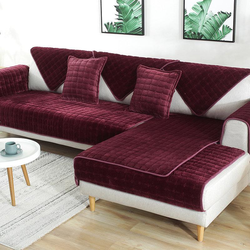 Thick Fleece Sofa Towel Korean Style Four Seasons Plush Non-Slip Sofa Cushion Covers Semi-Finished Products
