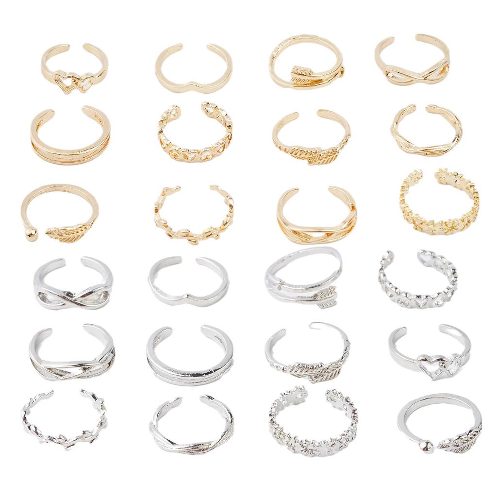 12Pcs/set Boho Toe Set Star Moon Adjustable Finger Rings J0H1
