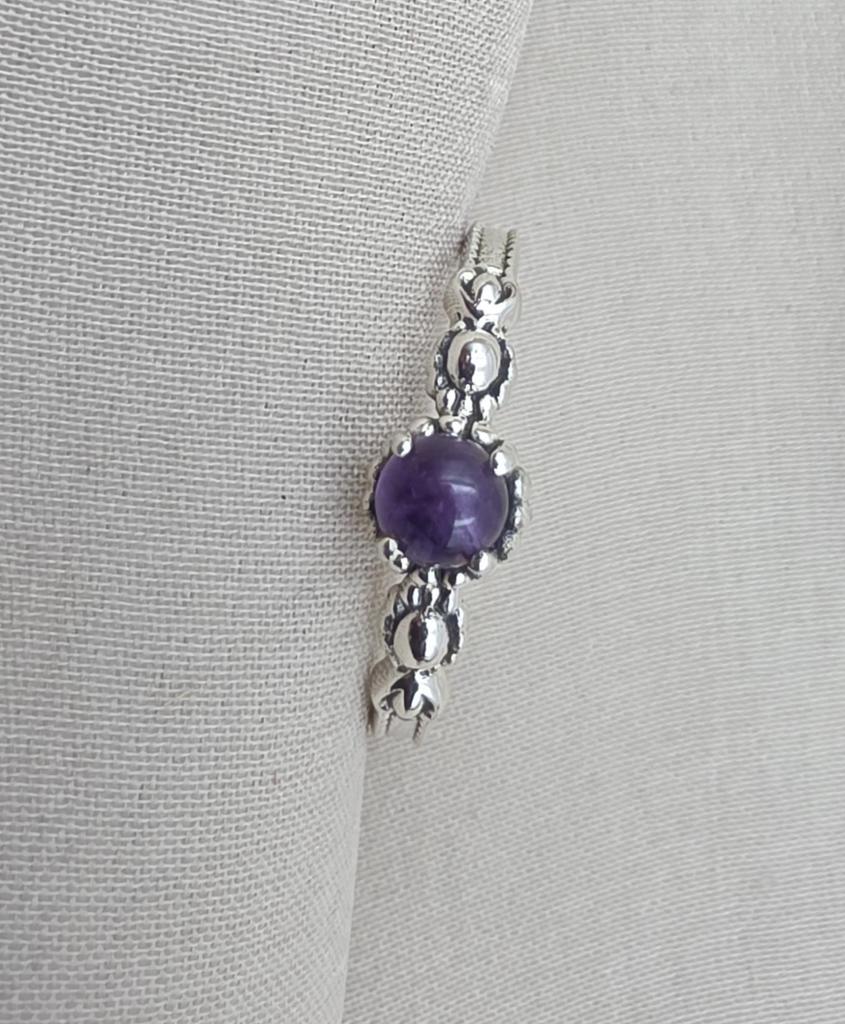 925 Sterling Silver Amethyst Ring, Minimalist Stackable Gemstone Jewelry