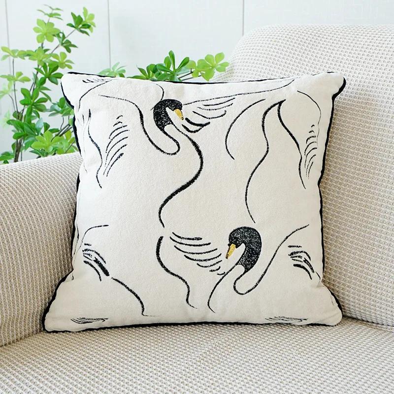 45x45cm Modern Simple Embroidery Throw Pillow Covers Luxury Butterfly Cushion Cover White Black Pillowcase for Sofa Home Decor