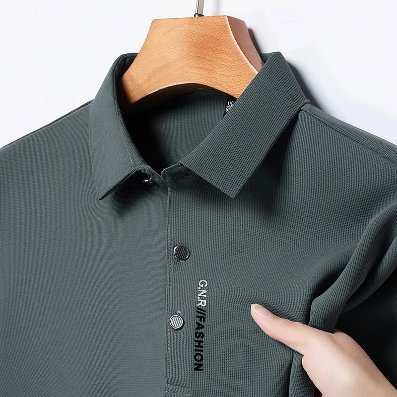 STORN Men's Short Sleeve Solid Color Polo Shirt Breathable Comfortable Elastic Top New Arrivals Casual Business Style