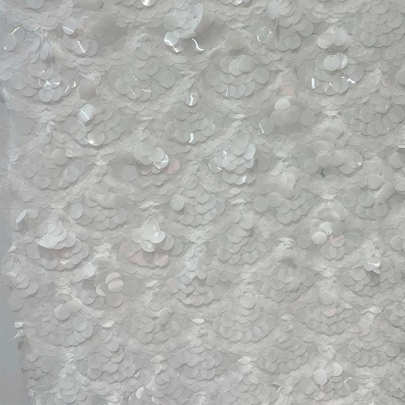 91x125см Сетчатая основа Ткань с вышивкой пайетками Круглые бусины Вышивка пайетками Вечернее платье Одежда для выступлений DIY Аксессуары 91x125cm