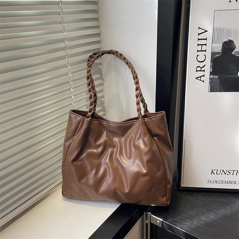 

Casual retro large-capacity bag women s 2025 new popular versatile messenger bag college student shoulder bag bucket bag коричневий
