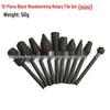 Black Wolf Tooth Rotary File Set for DIY Woodworking & Electric Grinding
