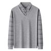 Men's 2025 Winter Plus Velvet Faux Two-Piece Lapel Knitwear for Middle-Aged & Elderly Dads