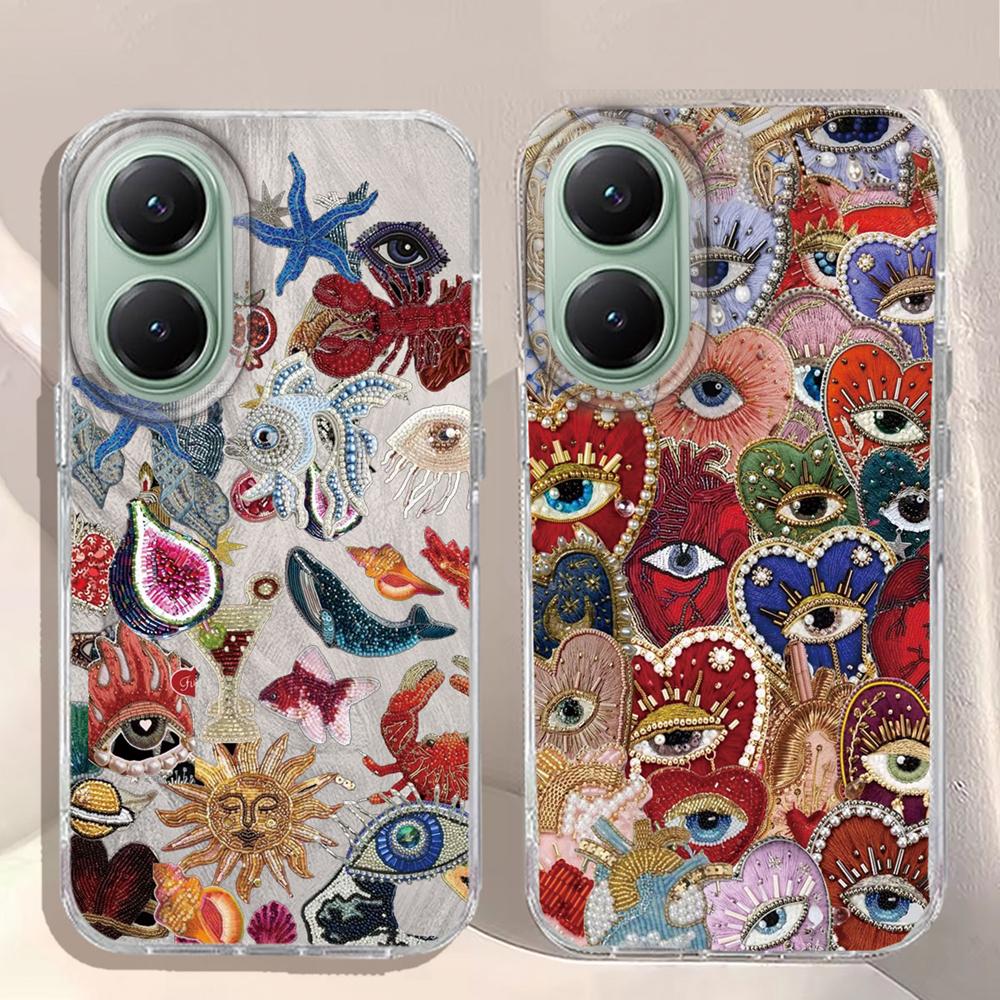Planet Fruit Sun Face Feather Texture Phone Case for Xiaomi Poco X5 X7 M6 Pro X6 X3 Pro NFC C65 C61 M5S Shell Back Matte Cover