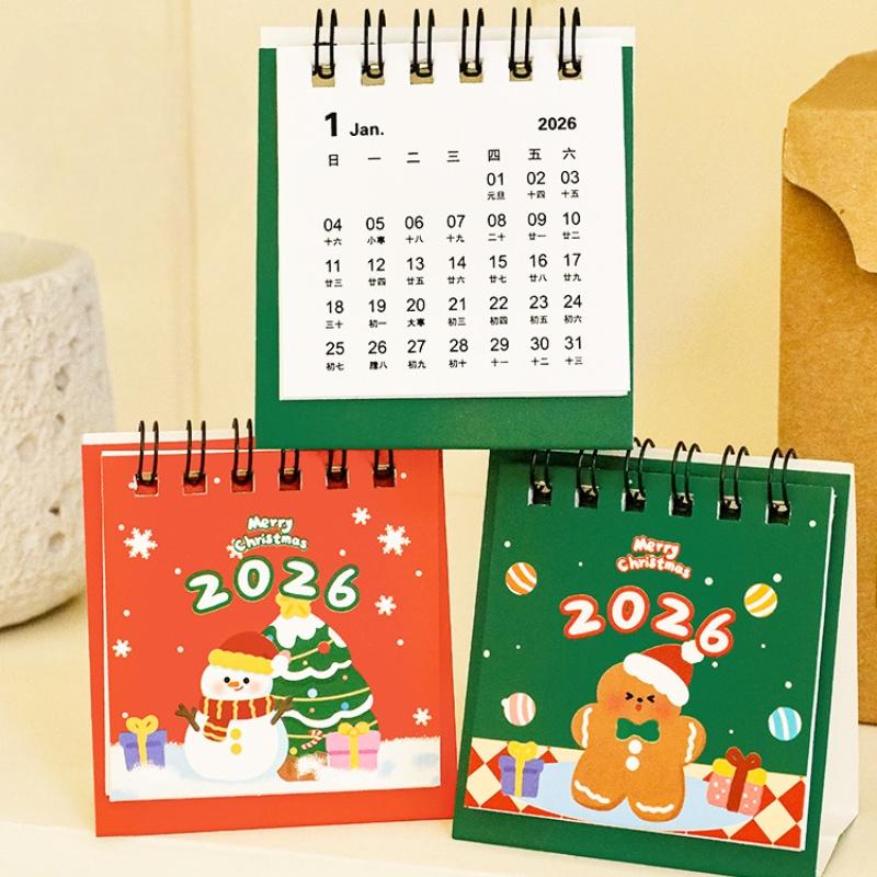 2026 Mini Cartoon Desk Calendar Cute Christmas Calendar Portable Pocket Calendar Schedule Desktop Decoration Christmas Gifts