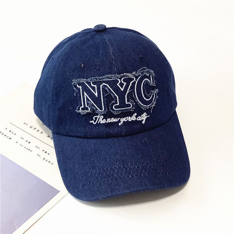 

Парная джинсовая кепка с козырьком Круглый год Южная Корея Буквы Мода Мужская и женская бейсболка Широкий козырек Маленькая солнцезащитная шляпа, подчеркивающая лицо Мода Style 1: dark blue Adjustable