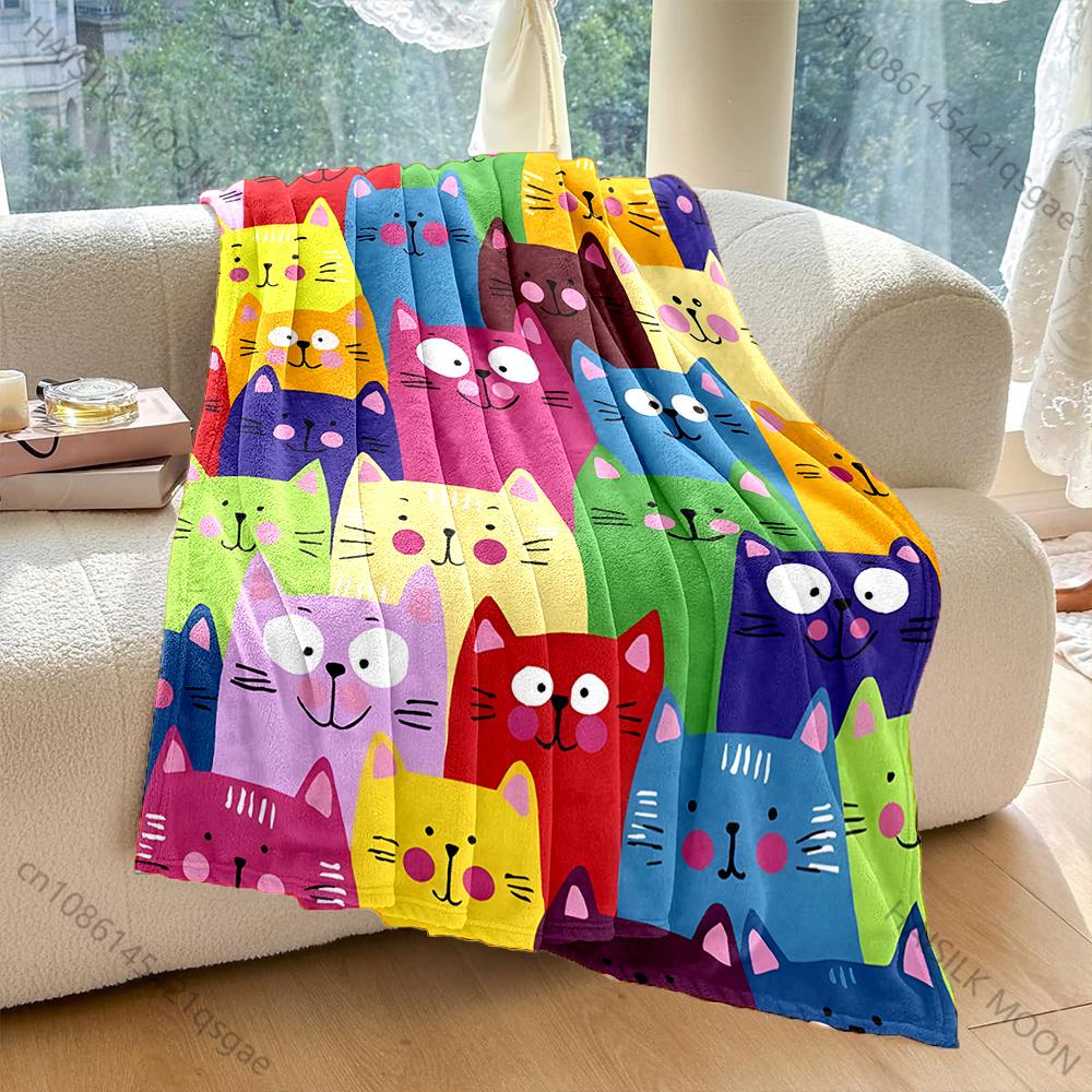 6 Style A Group of Cute Cartoon Cats Print Warm Comfortable Blanket Home Travel Camping for Adults and Kids Luxury Gifts